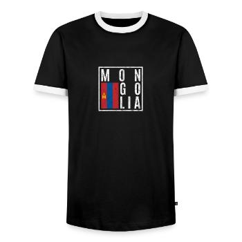 Mongolia - Men's Ringer Shirt - black/white - Front - AI Model Female 172 light (172cm) & AI Model Male 178 light (178cm)