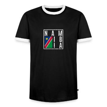 Namibia - Men's Ringer Shirt - black/white - Front - AI Model Female 172 light (172cm) & AI Model Male 178 light (178cm)