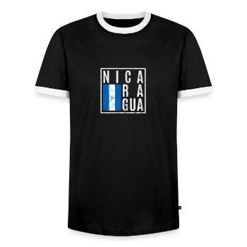 Nicaragua - Men's Ringer Shirt - black/white - Front - AI Model Female 172 light (172cm) & AI Model Male 178 light (178cm)