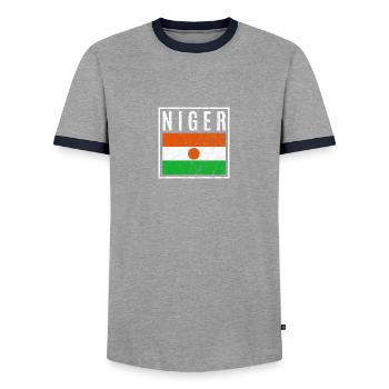 Niger - Men's Ringer Shirt - grey/navy  - Front - AI Model Female 172 light (172cm) & AI Model Male 178 light (178cm)