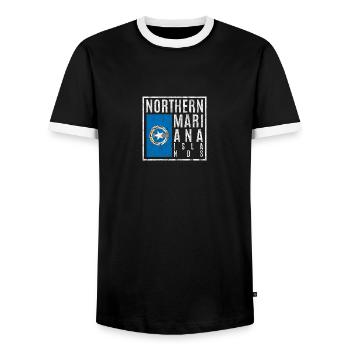 Northern Mariana Islands - Men's Ringer Shirt - black/white - Front - AI Model Female 172 light (172cm) & AI Model Male 178 light (178cm)
