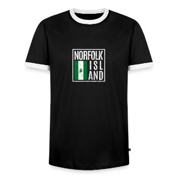 Norfolk Island - Men's Ringer Shirt - black/white - Front - AI Model Female 172 light (172cm) & AI Model Male 178 light (178cm)