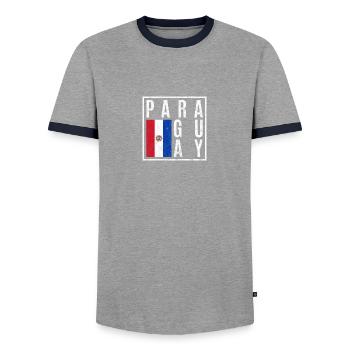 Paraguay - Men's Ringer Shirt - grey/navy  - Front - AI Model Female 172 light (172cm) & AI Model Male 178 light (178cm)