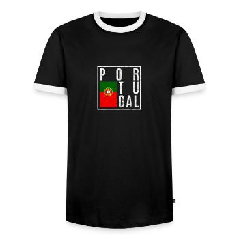 Portugal - T-shirt contrasté Homme - noir/blanc - Devant - AI Model Female 172 light (172cm) & AI Model Male 178 light (178cm)