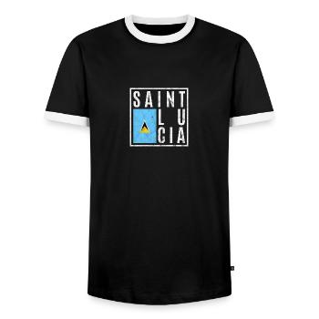 Saint Lucia - Men's Ringer Shirt - black/white - Front - AI Model Female 172 light (172cm) & AI Model Male 178 light (178cm)