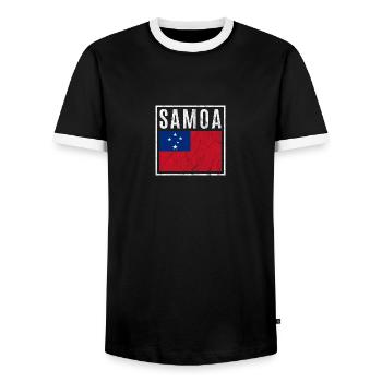 Samoa - Men's Ringer Shirt - black/white - Front - AI Model Female 172 light (172cm) & AI Model Male 178 light (178cm)