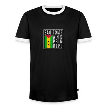 São Tomé-et-Príncipe - T-shirt contrasté Homme - noir/blanc - Devant - AI Model Female 172 light (172cm) & AI Model Male 178 light (178cm)