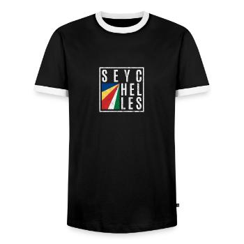 Seychellen - Männer Kontrast-T-Shirt - Schwarz/Weiß - Vorne - AI Model Female 172 light (172cm) & AI Model Male 178 light (178cm)