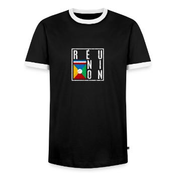 Réunion - T-shirt contrasté Homme - noir/blanc - Devant - AI Model Female 172 light (172cm) & AI Model Male 178 light (178cm)