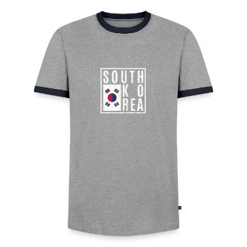 Corée du Sud - T-shirt contrasté Homme - gris/marine  - Devant - AI Model Female 172 light (172cm) & AI Model Male 178 light (178cm)
