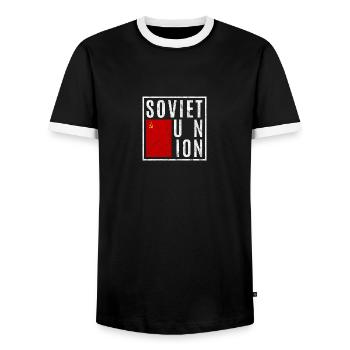Union soviétique - T-shirt contrasté Homme - noir/blanc - Devant - AI Model Female 172 light (172cm) & AI Model Male 178 light (178cm)