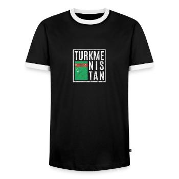 Turkménistan - T-shirt contrasté Homme - noir/blanc - Devant - AI Model Female 172 light (172cm) & AI Model Male 178 light (178cm)