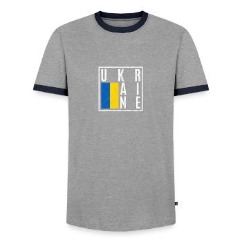 Ukraine - T-shirt contrasté Homme - gris/marine  - Devant - AI Model Female 172 light (172cm) & AI Model Male 178 light (178cm)