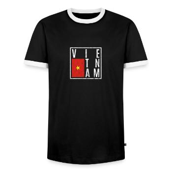 Vietnam - Männer Kontrast-T-Shirt - Schwarz/Weiß - Vorne - AI Model Female 172 light (172cm) & AI Model Male 178 light (178cm)
