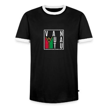 Vanuatu - T-shirt contrasté Homme - noir/blanc - Devant - AI Model Female 172 light (172cm) & AI Model Male 178 light (178cm)