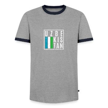 Ouzbékistan - T-shirt contrasté Homme - gris/marine  - Devant - AI Model Female 172 light (172cm) & AI Model Male 178 light (178cm)