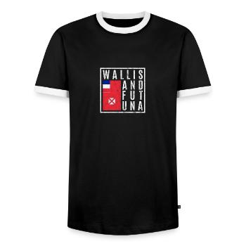 Wallis und Futuna - Männer Kontrast-T-Shirt - Schwarz/Weiß - Vorne - AI Model Female 172 light (172cm) & AI Model Male 178 light (178cm)