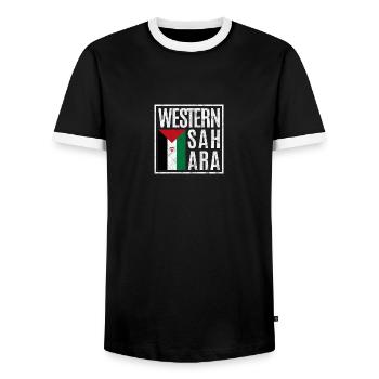 Sahara occidental - T-shirt contrasté Homme - noir/blanc - Devant - AI Model Female 172 light (172cm) & AI Model Male 178 light (178cm)