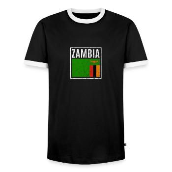 Zambia - Men's Ringer Shirt - black/white - Front - AI Model Female 172 light (172cm) & AI Model Male 178 light (178cm)