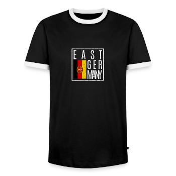 DDR - Männer Kontrast-T-Shirt - Schwarz/Weiß - Vorne - AI Model Female 172 light (172cm) & AI Model Male 178 light (178cm)