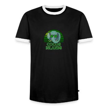 Îles Cocos - T-shirt contrasté Homme - noir/blanc - Devant - AI Model Female 172 light (172cm) & AI Model Male 178 light (178cm)