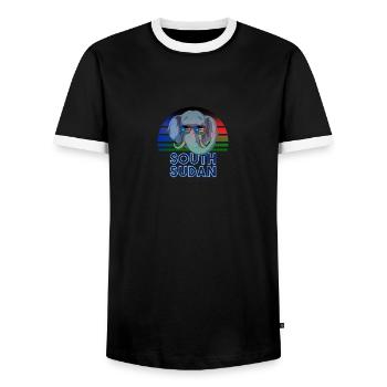 Soudan du Sud - T-shirt contrasté Homme - noir/blanc - Devant - AI Model Female 172 light (172cm) & AI Model Male 178 light (178cm)