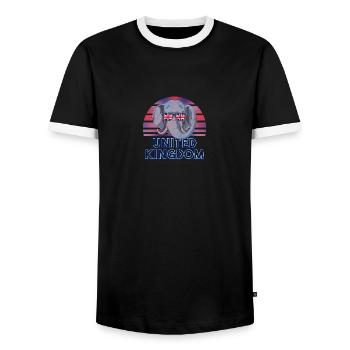Great Britain - Men's Ringer Shirt - black/white - Front - AI Model Female 172 light (172cm) & AI Model Male 178 light (178cm)