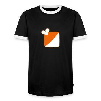 Herz_IloveOL - Männer Kontrast-T-Shirt - Schwarz/Weiß - Vorne - AI Model Female 172 light (172cm) & AI Model Male 178 light (178cm)