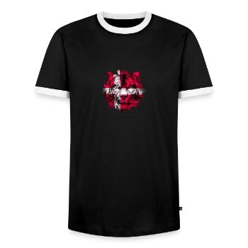 Denmark - Men's Ringer Shirt - black/white - Front - AI Model Female 172 light (172cm) & AI Model Male 178 light (178cm)