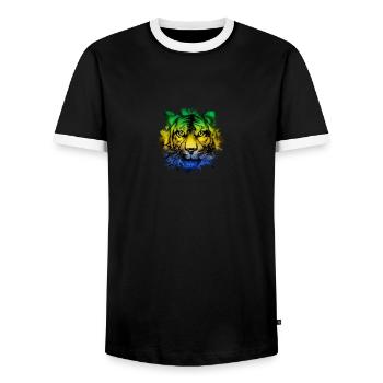 Gabon - Men's Ringer Shirt - black/white - Front - AI Model Female 172 light (172cm) & AI Model Male 178 light (178cm)
