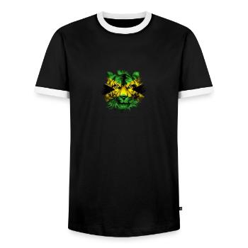 Jamaica - Men's Ringer Shirt - black/white - Front - AI Model Female 172 light (172cm) & AI Model Male 178 light (178cm)