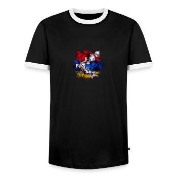 Haut-Karabakh - T-shirt contrasté Homme - noir/blanc - Devant - AI Model Female 172 light (172cm) & AI Model Male 178 light (178cm)