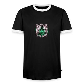 Île Norfolk - T-shirt contrasté Homme - noir/blanc - Devant - AI Model Female 172 light (172cm) & AI Model Male 178 light (178cm)