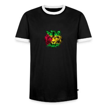 Sao Tomé-et-Principe - T-shirt contrasté Homme - noir/blanc - Devant - AI Model Female 172 light (172cm) & AI Model Male 178 light (178cm)