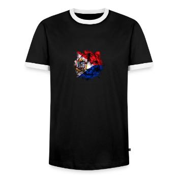 Sint Maarten - Men's Ringer Shirt - black/white - Front - AI Model Female 172 light (172cm) & AI Model Male 178 light (178cm)
