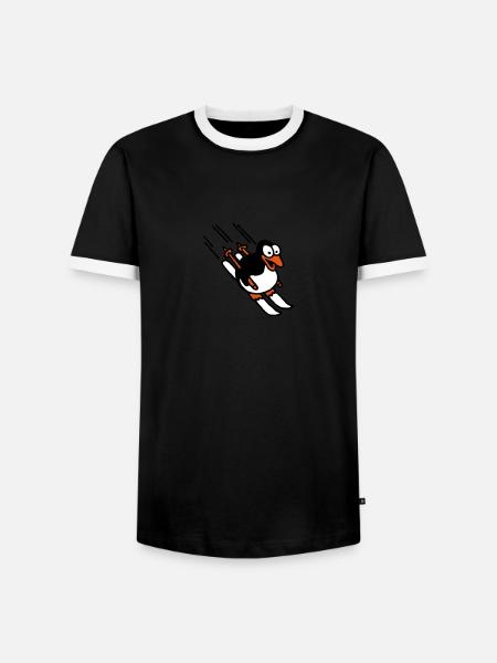 pinguin_ski_022011_e_3c - Männer Kontrast-T-Shirt - Schwarz/Weiß