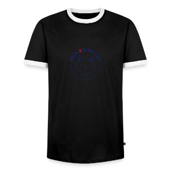 Childless Cat Lady Social Club Outfit - Men's Ringer Shirt - black/white - Front - AI Model Female 172 light (172cm) & AI Model Male 178 light (178cm)