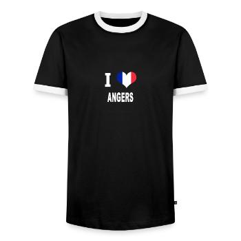 I Love ANGERS - Männer Kontrast-T-Shirt - Schwarz/Weiß - Vorne - AI Model Female 172 light (172cm) & AI Model Male 178 light (178cm)