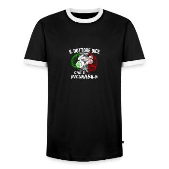 Motocicletta Italia È incurabile - Men's Ringer Shirt - black/white - Front - AI Model Female 172 light (172cm) & AI Model Male 178 light (178cm)