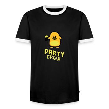party crew - Men's Ringer Shirt - black/white - Front - AI Model Female 172 light (172cm) & AI Model Male 178 light (178cm)