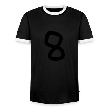 8 - Men's Ringer Shirt - black/white - Front - AI Model Female 172 light (172cm) & AI Model Male 178 light (178cm)
