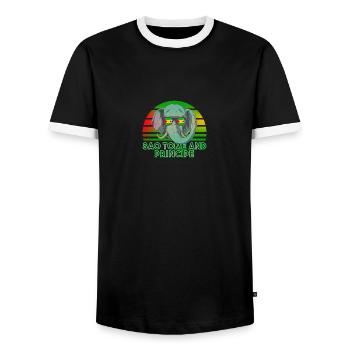 Sao Tomé-et-Principe - T-shirt contrasté Homme - noir/blanc - Devant - AI Model Female 172 light (172cm) & AI Model Male 178 light (178cm)