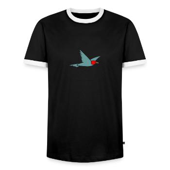Bir d382 - Men's Ringer Shirt - black/white - Front - AI Model Female 172 light (172cm) & AI Model Male 178 light (178cm)