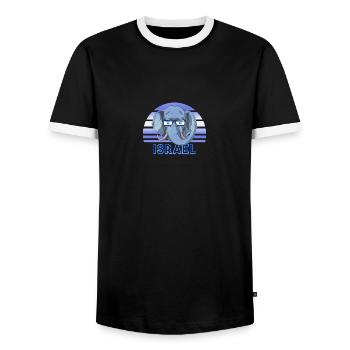 Israel - Men's Ringer Shirt - black/white - Front - AI Model Female 172 light (172cm) & AI Model Male 178 light (178cm)