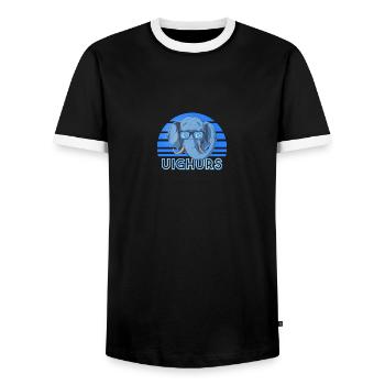 Ouïghours - T-shirt contrasté Homme - noir/blanc - Devant - AI Model Female 172 light (172cm) & AI Model Male 178 light (178cm)