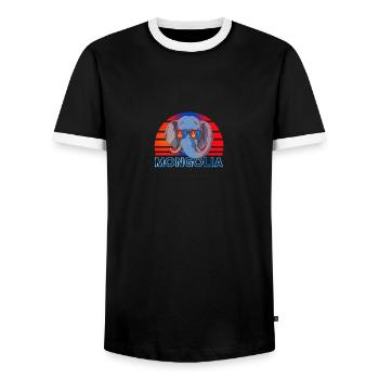 Mongolia - Men's Ringer Shirt - black/white - Front - AI Model Female 172 light (172cm) & AI Model Male 178 light (178cm)