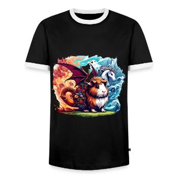 Fantasiewesen Drache Meerschweinchen Einhorn - Männer Kontrast-T-Shirt - Schwarz/Weiß - Vorne - AI Model Female 172 light (172cm) & AI Model Male 178 light (178cm)