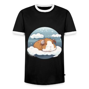 Niedliches Schlafendes Meerschweinchen - Männer Kontrast-T-Shirt - Schwarz/Weiß - Vorne - AI Model Female 172 light (172cm) & AI Model Male 178 light (178cm)