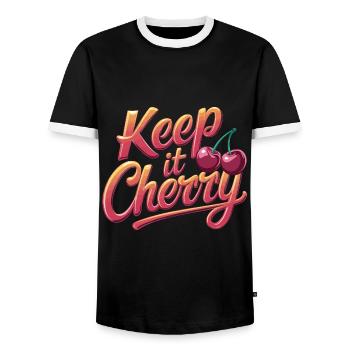 Keep It Cherry Kirschen für einen Kirschen Fans - Männer Kontrast-T-Shirt - Schwarz/Weiß - Vorne - AI Model Female 172 light (172cm) & AI Model Male 178 light (178cm)