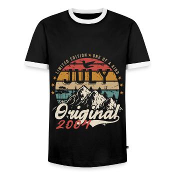 July 2004 | Original Birthday July 2004 - Men's Ringer Shirt - black/white - Front - AI Model Female 172 light (172cm) & AI Model Male 178 light (178cm)